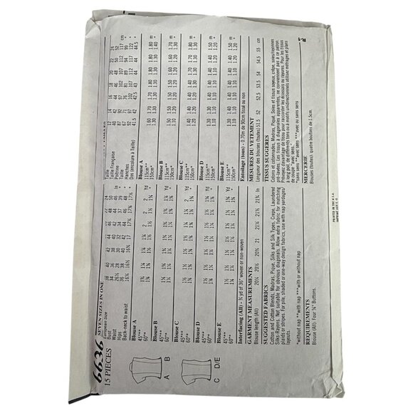 New Look 6636 Sewing Pattern Five Blouse Variations Size12-24 Womens Tops Uncut - Picture 6 of 7